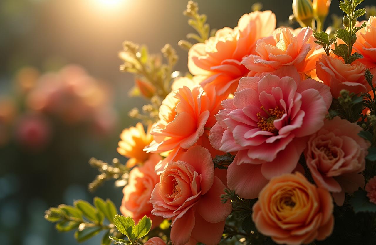 A luxurious and artistic bespoke floral arrangement in a soft, natural light setting.